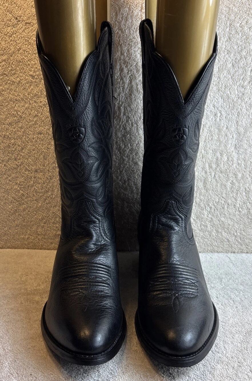 Ariat Heritage Western R-Toe Black Leather Cowgirl Boots 10001037 Womens 7.5 B